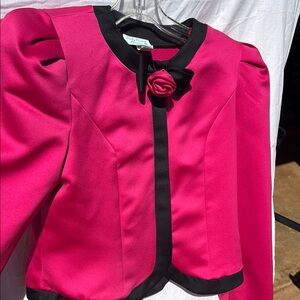 Elegant Pink Jacket with Black Trim